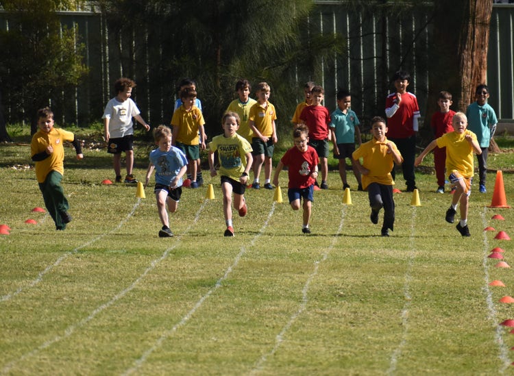 Students running in an athletics race