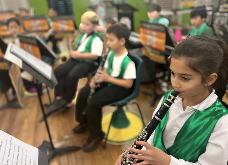 Students playing in the School Band